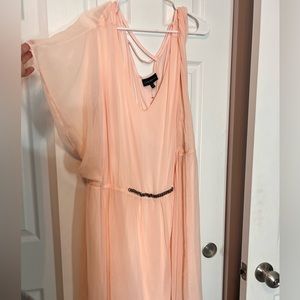 LANE BRYANT FLUTTER SLEEVE CROSS BACK CHIFFON OVERLAY TYPE DRESS SZ 26/28